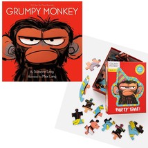 Grumpy Monkey Hardcover and Party Time! Puzzle Toy Set Problem Solving Emotions - £31.45 GBP