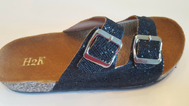 H2K Karen Glitter Black Fashion Slides Flip Flops Sandals Bling Slides S... - $31.00
