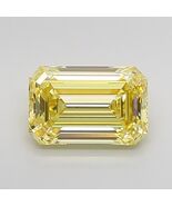 Lab Grown Emerald 2.09 Cts Fancy Intense Yellow VS1 IGI Certified CVD Di... - $2,335.64 CAD