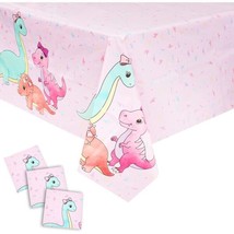 Dinosaur Party Decorations For Girl&#39;S Birthdays Plastic Tablecloth (3 Pcs) - £15.71 GBP