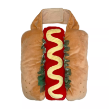 NEW Woof Plush Hot Dog Pet Dog Costume sz L hook &amp; loop closure glittery relish - £11.95 GBP