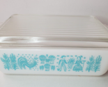 Pyrex Butterprint 503 1.5 QT Refrigerator Dish with Ribbed Lid Turquoise... - $44.50