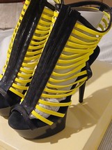 Women&#39;s Black Neon Yellow Strapy Size 10 - $29.99
