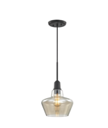 Home Decorators 1-Light Pendant with Amber Plated Glass Shade - $373.65 MXN