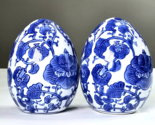 Vintage Asian Blue &amp; White Two Large Eggs  4.25” Collectable Home Décor ... - $59.95