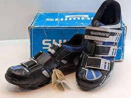 New Shimano SH-M122B Mountain Bike Shoe 2 Bolt SPD Blue Black 3 Straps Mens 42 - $59.99