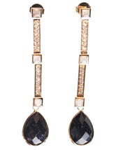 Daniela Swaebe 18K Gold-Plated CZ Crystal &amp; Blue Goldstone Drop Linear Earrings - $29.24