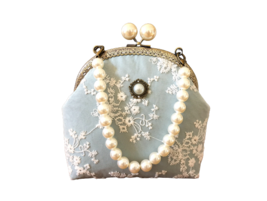 Women Purse Handbag with Pearl Chains Clutches with Lace Shoulder Bag Wallet Top - £35.97 GBP