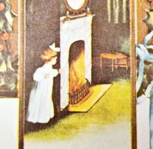 A Happy Christmas Postcard Girl By The Fireplace Hong Kong Print Vintage... - $19.99