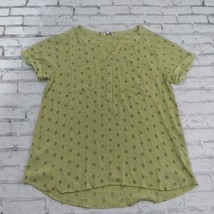 Sonoma Goods for Life Top Womens Medium Green Geometric Cuffed Short Sleeve - £8.94 GBP