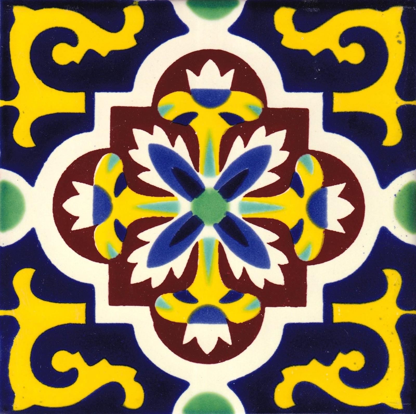 Mexican Talavera Ceramic Tiles Barroco Handcrafted  - Cruz de Rey Amaril... - $199.00
