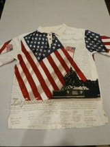 American Summer Clothing Co M Mens Polo USA Flag Liberty Iwo Jima July 4th - £17.89 GBP