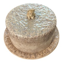 VTG Sylva Ceramics England Covered Cheese Dish with Mouse Handle | Iridescent Gl - $625.85 MXN