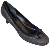 AMALFI for RANGOON Shoes Silver Metallic Glitter Kitten Heels Womens 8.5M - £28.70 GBP