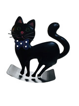 Black Cat Rocking Metal Halloween Tabletop Decoration. 5 Inches Tall - £11.36 GBP
