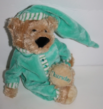 FAO Schwarz Sleepy Time Teddies Plush Bear 10&quot; Thursday Day Of The Week Green PJ - £18.65 GBP