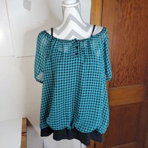Womans Lane Bryant Teal/Black Check Top Attached Knit Cami/Bottom Band S 22/24 - £14.64 GBP