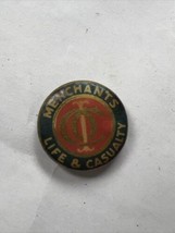 Merchants Life &amp; Casualty 5/8” pinback pin Nice patina 1930s - $19.99