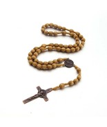 Saint Benedict Wood Beads Rosary Prayer Crucifix Cross Necklace Catholic... - £9.41 GBP