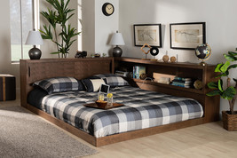 Ohara and Walnut Brown Queen Size Platform Storage Bed w/Built-In Outlet - $20,141.93 MXN