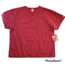 DICKIES V-Neck Scrubs Top Medical Uniforms Merlot Red Size L Women&#39;s 101... - $236.25 MXN