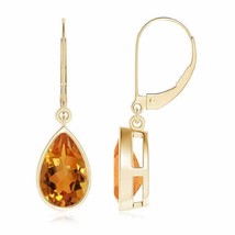 ANGARA Natural Citrine Pear-Shaped Drop Earrings in 14K Gold (Grade-AAA, 9x6mm) - £409.70 GBP