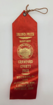 1951 Second Prize Red Ribbon Crawford County Fair Rabbit Show - $9.49