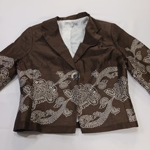 Donna Degnan Women's Brown/White Floral Cropped Jacket Size 4 image 11
