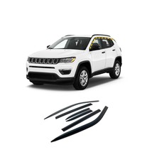 Rain Guards for Jeep Compass 2018-2022 (6PCs) Smoke Tinted Tape-On Style - £105.05 GBP