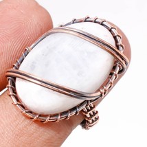 Rainbow Moonstone Gemstone Handmade Copper Wire Wrap Ring Jewelry 7.50&quot; SA 139 - £5.96 GBP