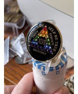 47 Year AA Medallion Black Rainbow Crystal Sobriety Chip LGBT - $19.98