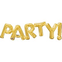 Anagram Gold Foil Mylar PARTY! Balloon Birthday Party Supplies 33&quot; x 9&quot; New - $3.95