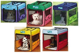 Collapsible Dog Crate Portable Pet Travel Colorful Mesh Panel Window Choose Size - £61.77 GBP+