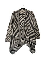 BIANCA B Womens Sweater Black White Striped Cardigan Open Front Size S - £9.99 GBP
