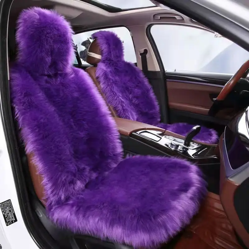 1PC Fuzzy Faux Sheepskin Wool Fur Car Seat Cover Soft Plush Synthetic  Purple - £16.33 GBP+
