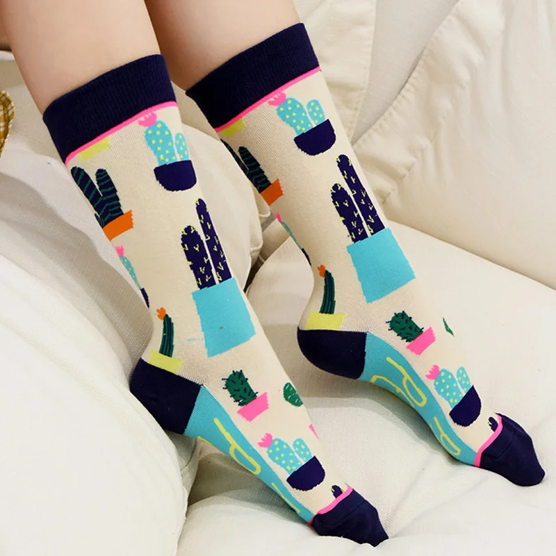 Sporting Women&#39;s A High Quality Happy Funny Socks Harajuku Cute Fruit Plant Cact - £18.44 GBP