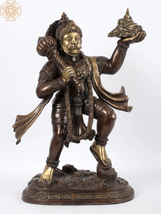 23" Brown Colour Lord Hanuman Idol Carrying Mountain of Sanjeevani Herbs| Home - $1,549.00