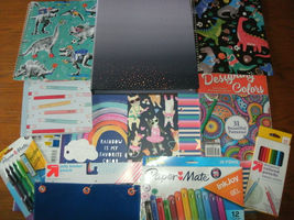 Lg Lot of New School Supplies 38 ct + w/ binder notebooks folders pencils &amp; more - £17.50 GBP