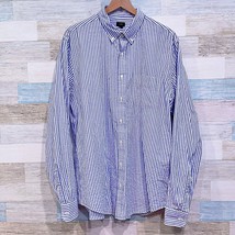 J Crew Striped Oxford Shirt Blue White Long Sleeve Button Down Cotton Me... - $39.59