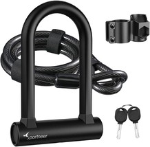 Sportneer Bike Lock Set Heavy Duty Bike U Lock with 5 Ft Security Steel Cable, - £28.30 GBP