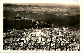 Vtg Postcard RPPC 1930s AZO San Francisco Oakland CA Bay Bridge Aerial UNP - £7.19 GBP