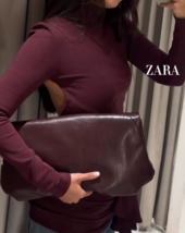 ZARA BNWT 2025. BURGUNDY RED ENVELOPE CLUTCH BAG STRAP. 6381/610/624 - $67.81