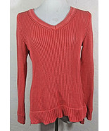 Style and Co Womens Sweater Size PL Coral Orange V Neck Long Sleeve High... - £11.79 GBP