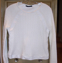 TIBI Ivory White Waffle Sweatshirt Fleece Top Sz Small EUC Originally $298 - £39.47 GBP