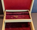 Vtg Mele Two-Tier Jewelry Box w/Locking Key  Cream/Gold w/Red Velvet Lin... - $17.82
