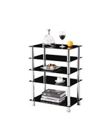 Tempered Glass Stainless Steel Frame 5-Tier Media Multi-Function TV Stand - $230.80 CAD