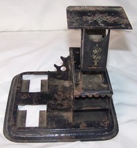 Antique Tin Toleware Inkwell Postal Scale Fountain Pen Holder Desk Set - £21.35 GBP