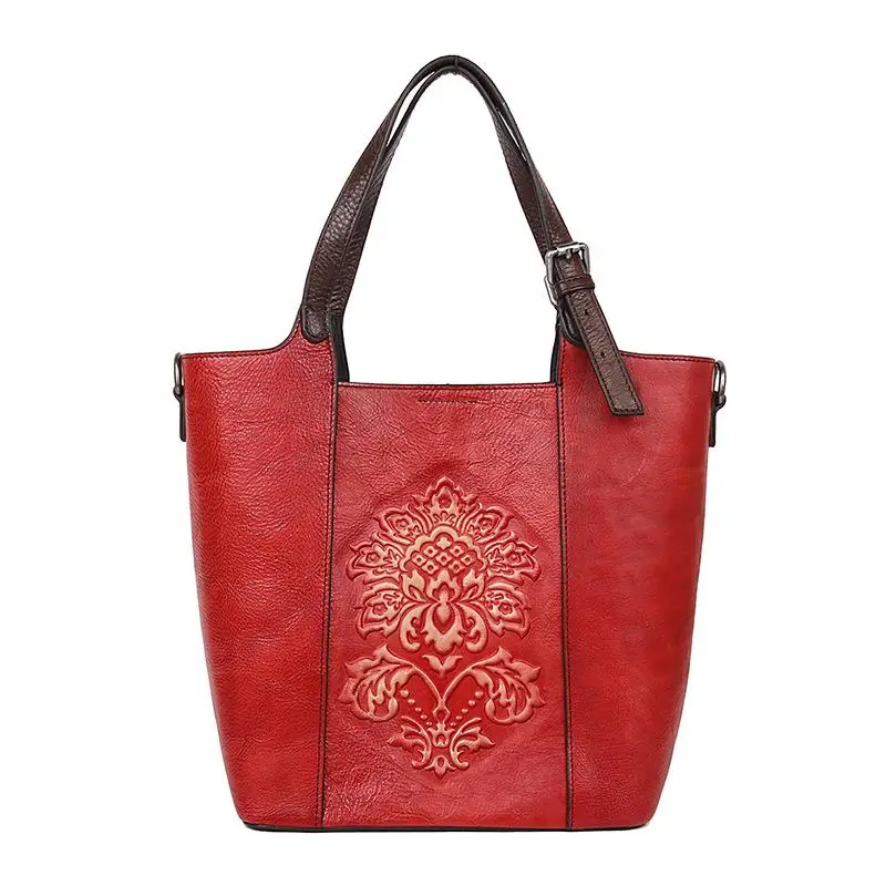 New Vintage Style Luxury Handbags Women Large Capacity Bucket Bag Genuine Cowhid - £97.04 GBP