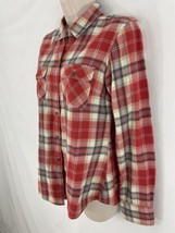 Eddie Bauer Womens 8 Red Tartan Scotch Plaid Cotton Flannel Shirt - $14.85