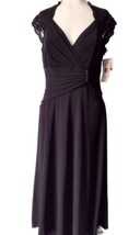 Anne Klein New York Beaded Cocktail Dress Womens Sz 6 Black Knee Length Scallop - £23.73 GBP